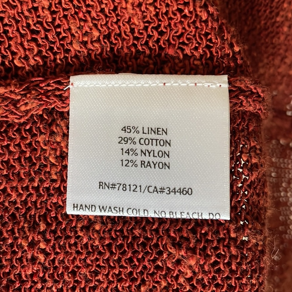 Eileen Fisher Burnt Rust Open Front Cardigan Xs - image 8